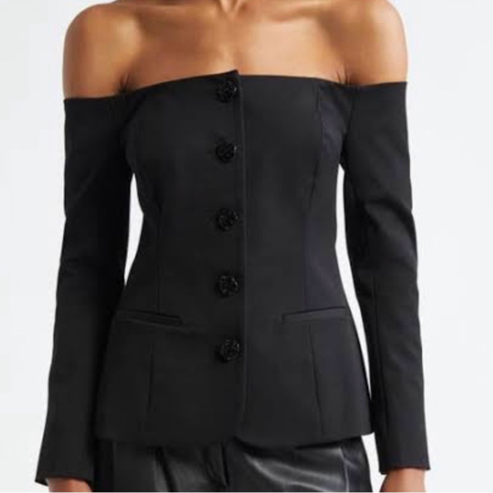 NWT L'AGENCE Off Shoulder Structured Button Up Blazer Top - Picture 15 of 16